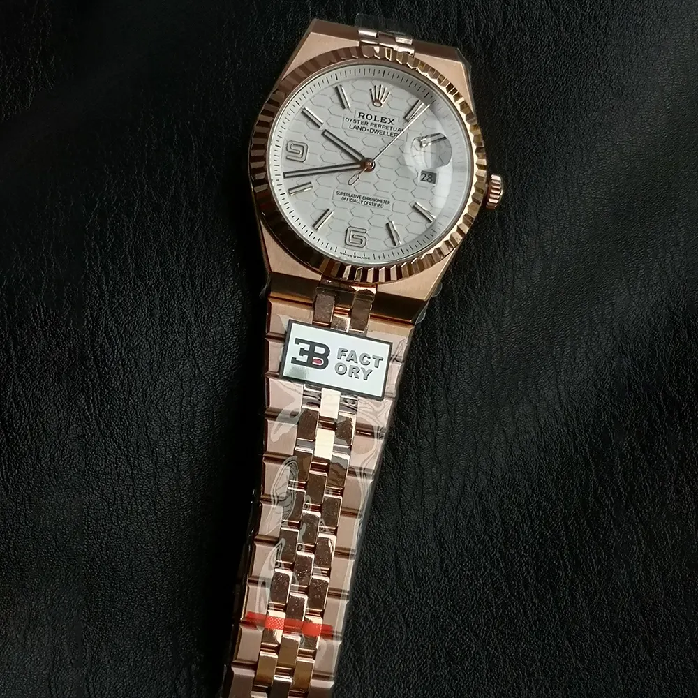 Rolex Men Land-Dweller 40mm in White and Rose Gold (3)