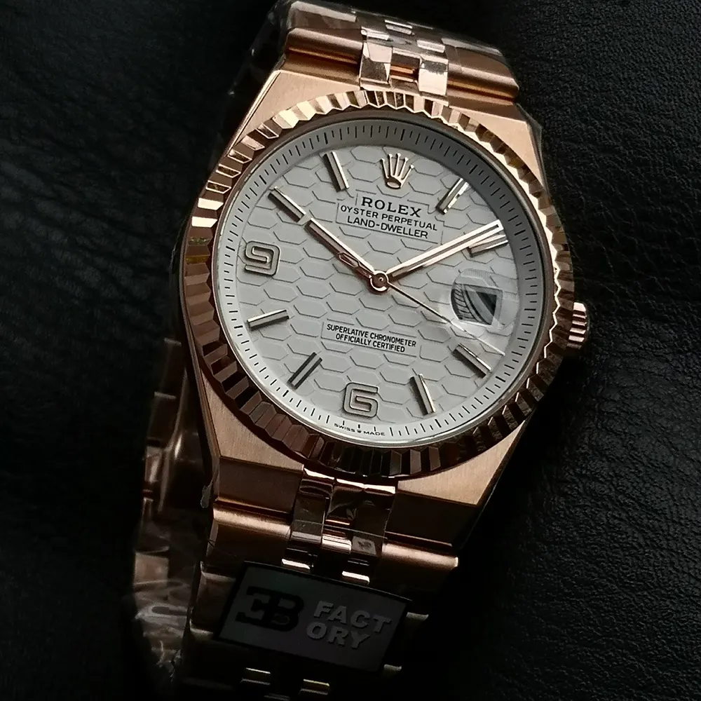 Rolex Men Land-Dweller 40mm in White and Rose Gold (4)