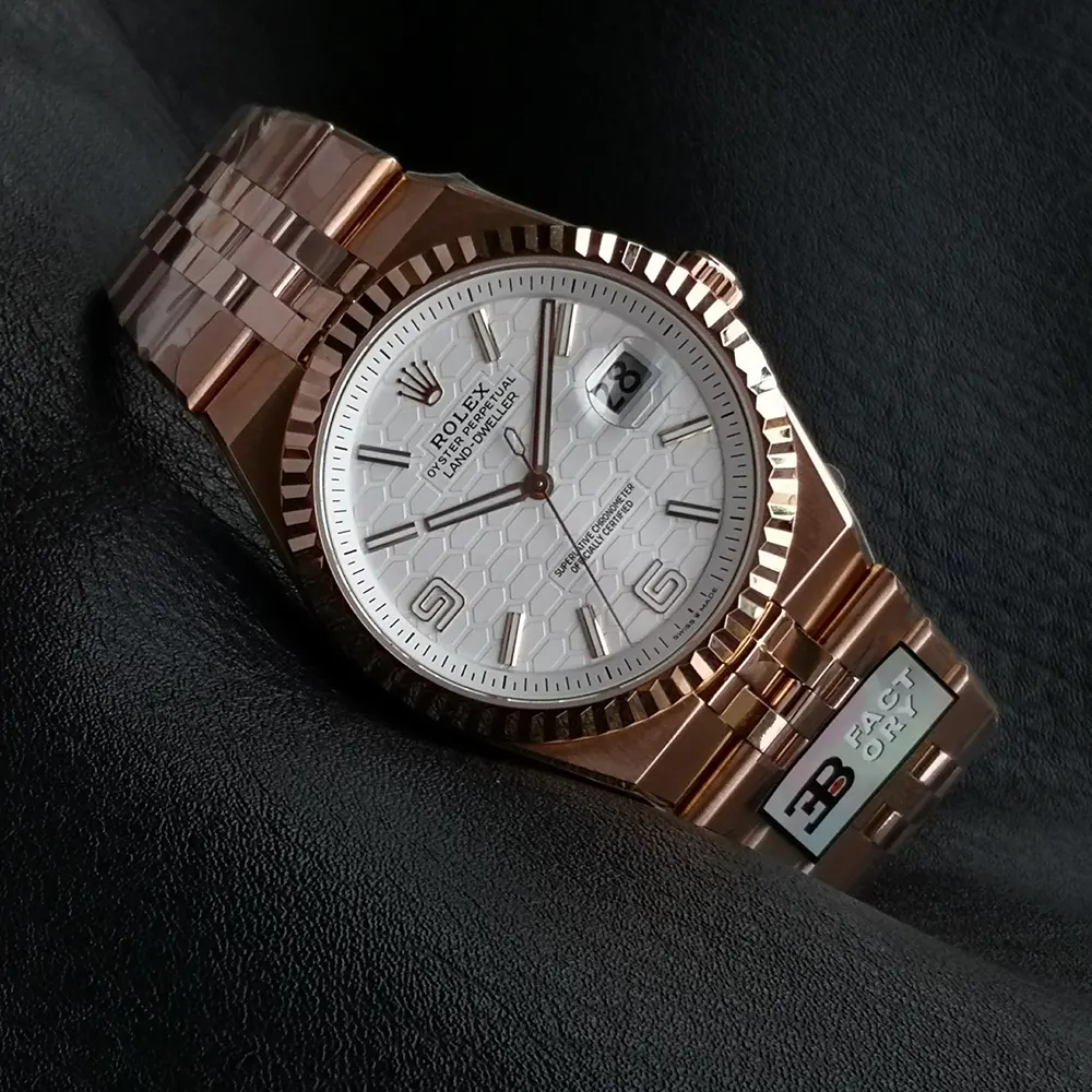 Rolex Men Land-Dweller 40mm in White and Rose Gold (5)