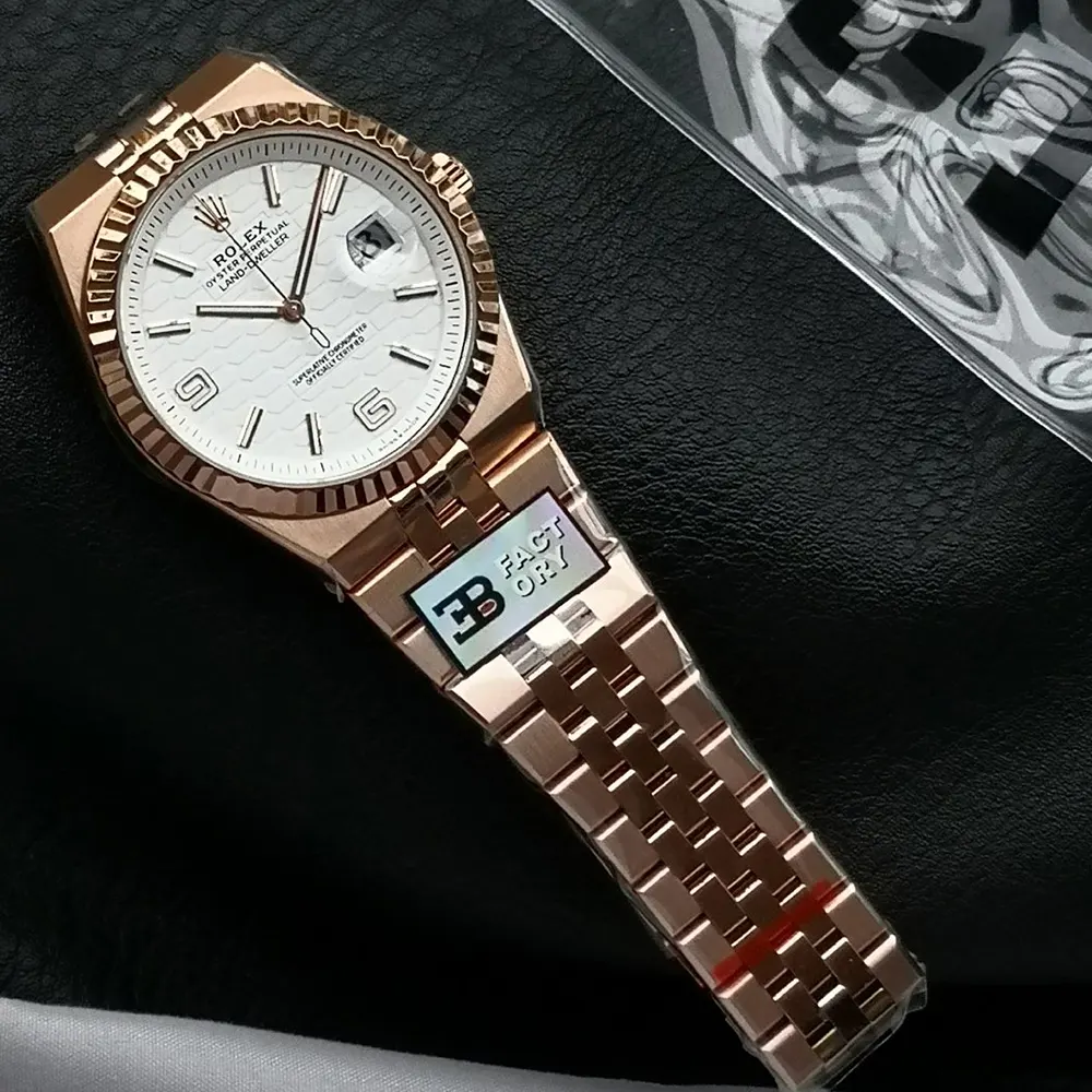 Rolex Men Land-Dweller 40mm in White and Rose Gold (6)