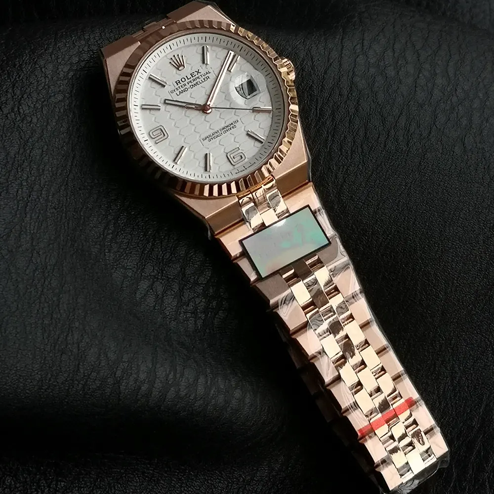 Rolex Men Land-Dweller 40mm in White and Rose Gold (7)