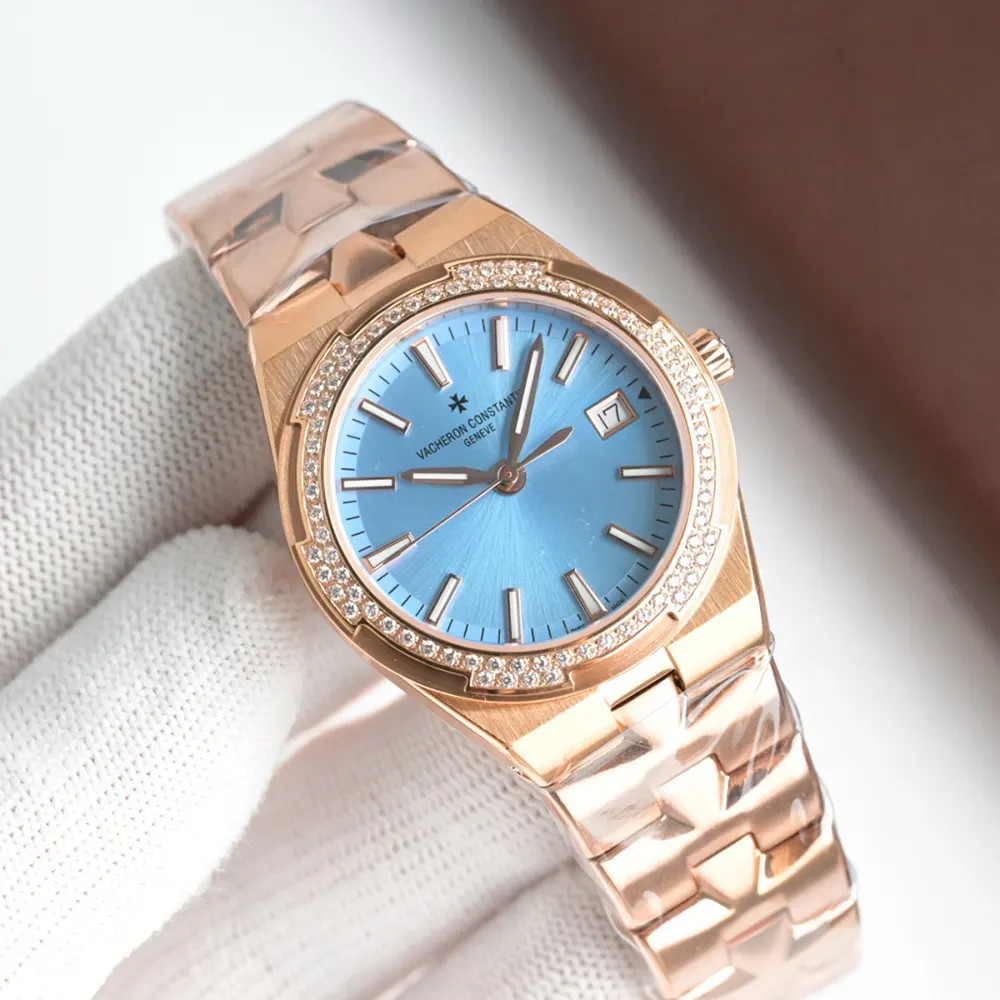 Vacheron Constantin Women Overseas Self-winding 33 mm Pink Gold and Denim Blue (2)