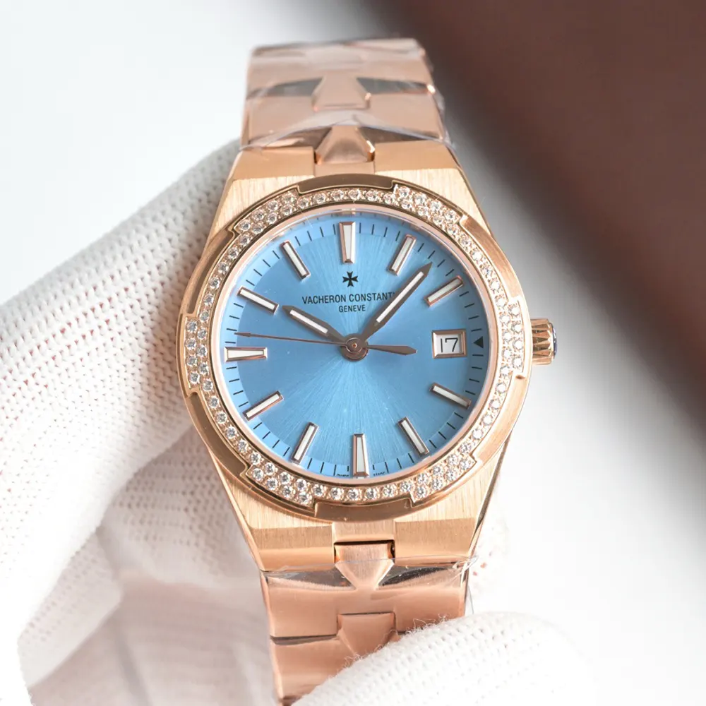 Vacheron Constantin Women Overseas Self-winding 33 mm Pink Gold and Denim Blue (3)