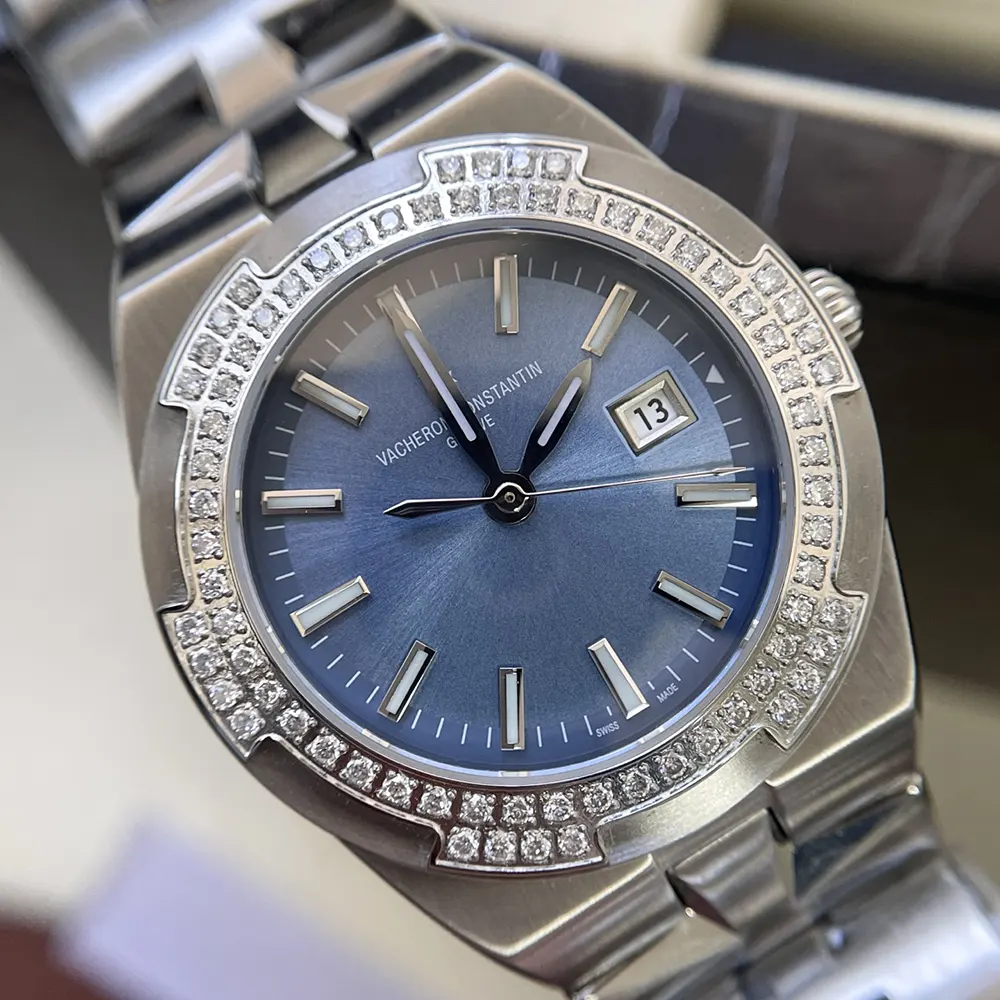 Vacheron Constantin Women Overseas Self-winding 33 mm Stainless steel and Denim Blue (6)
