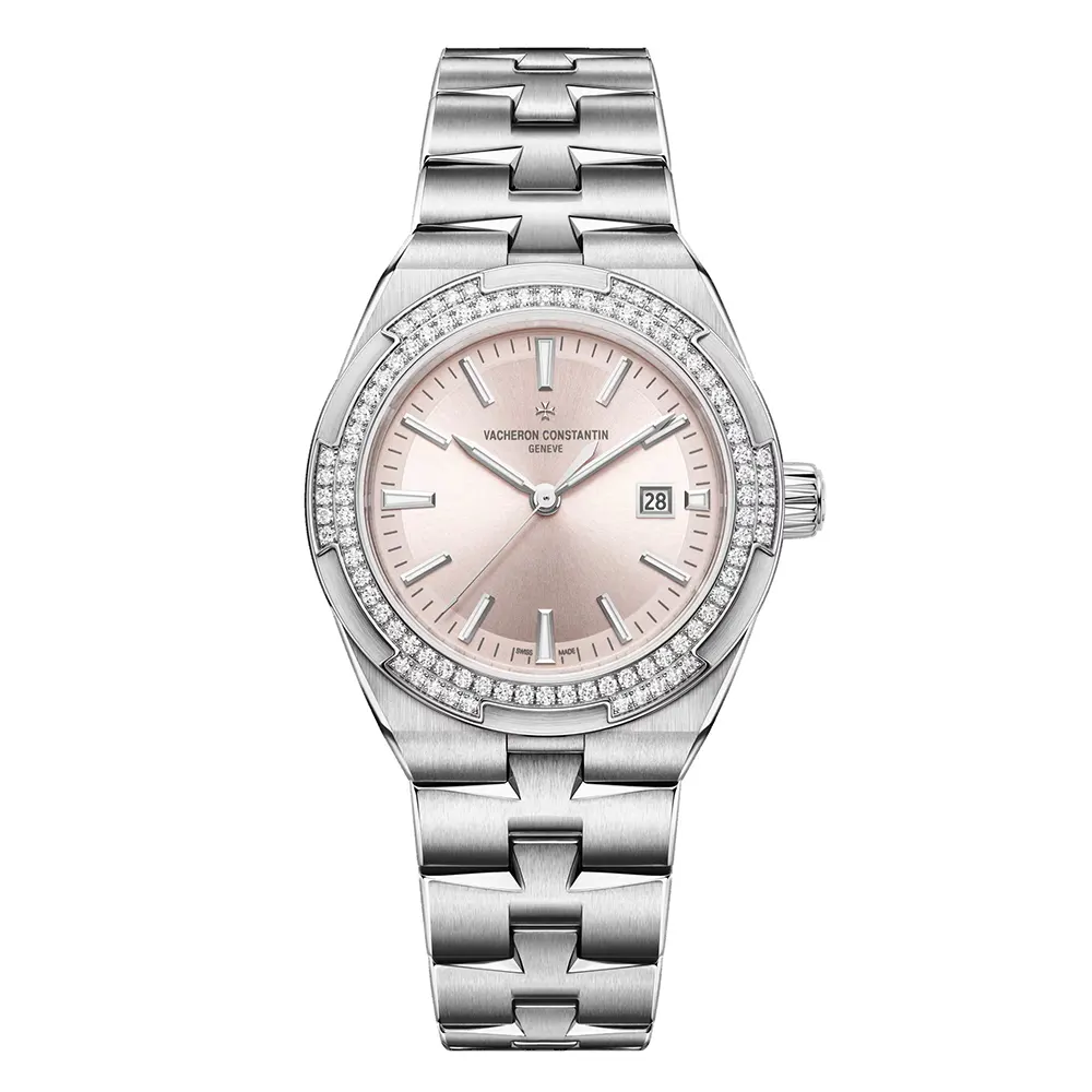 Vacheron Constantin Women Overseas Self-winding 35 mm Steel and Satin Pink
