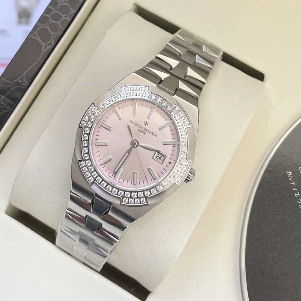 Vacheron Constantin Women Overseas Self-winding 35 mm Steel and Satin Pink (3)