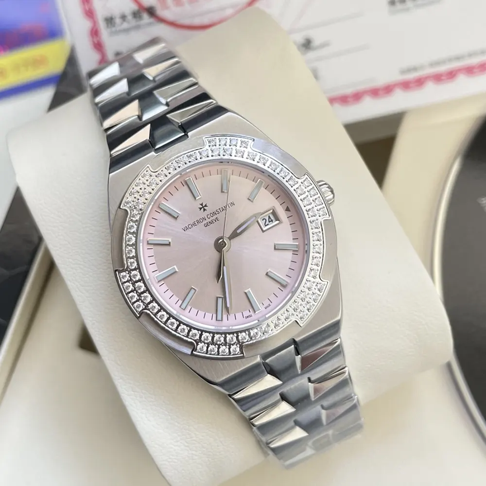 Vacheron Constantin Women Overseas Self-winding 35 mm Steel and Satin Pink (4)