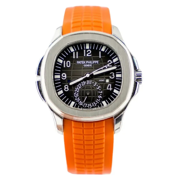 Patek Philippe Men Aquanaut Travel Time Self-winding 40.8 mm in Black and Orange Strap (1)