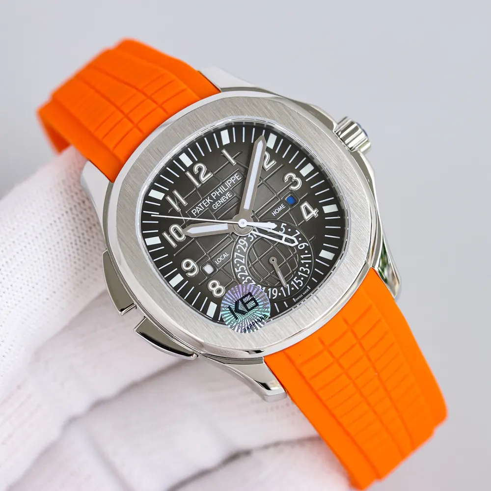 Patek Philippe Men Aquanaut Travel Time Self-winding 40.8 mm in Black and Orange Strap (3)