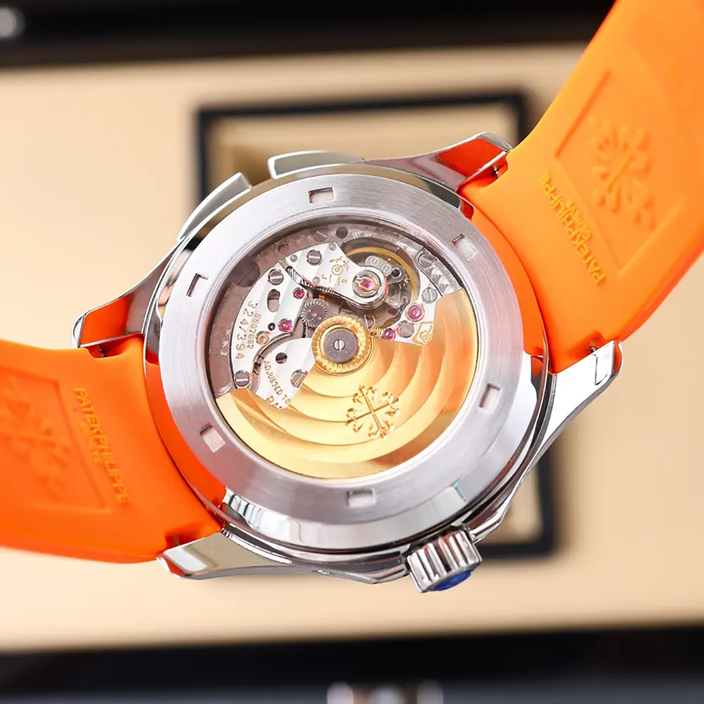 Patek Philippe Men Aquanaut Travel Time Self-winding 40.8 mm in Black and Orange Strap (7)