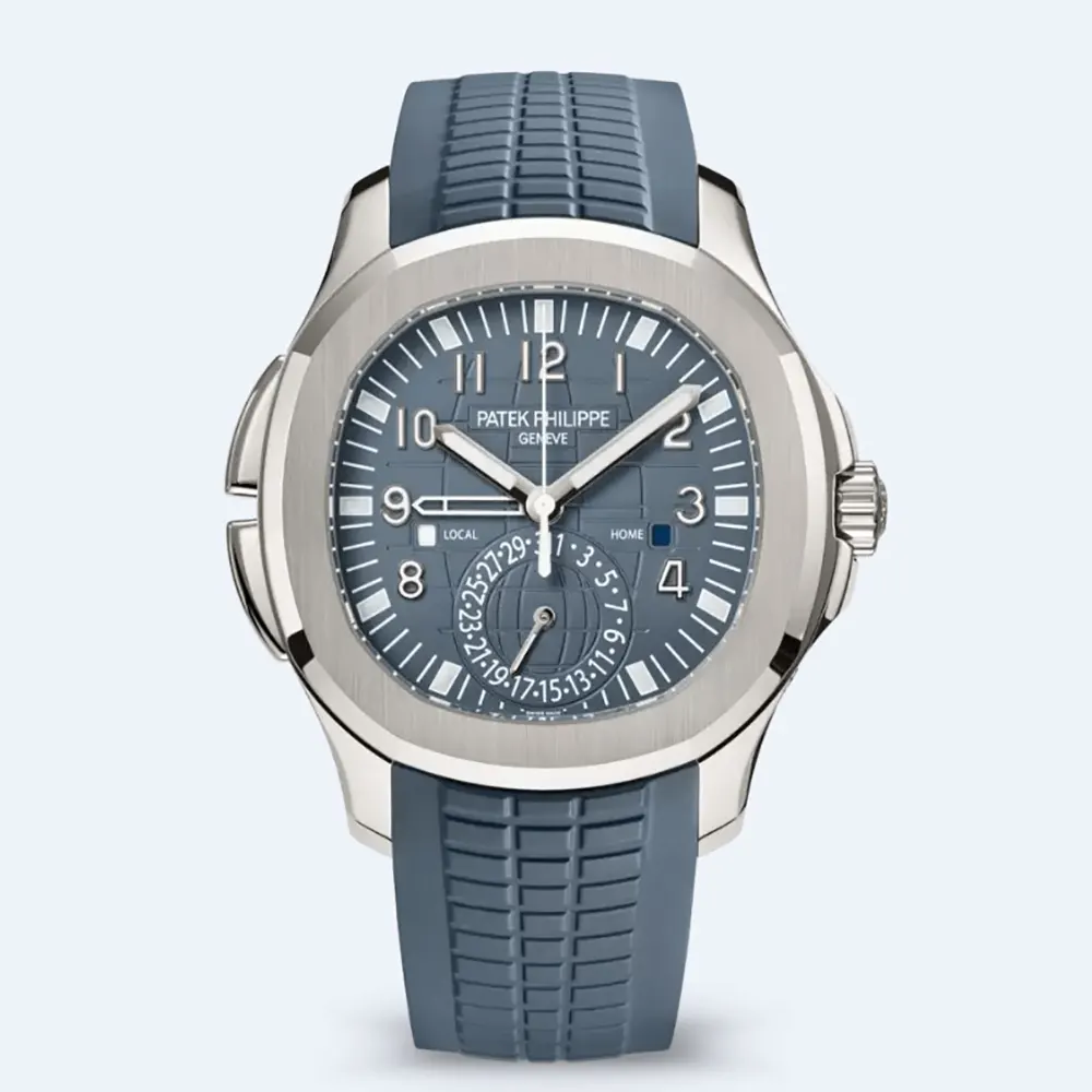 Patek Philippe Men Aquanaut Travel Time Self-winding 40.8 mm in Opaline Blue-gray