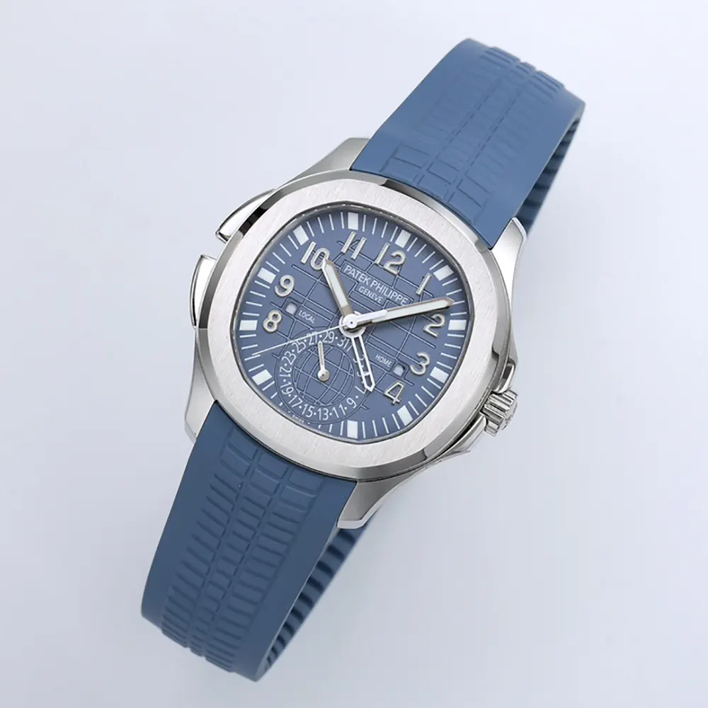 Patek Philippe Men Aquanaut Travel Time Self-winding 40.8 mm in Opaline Blue-gray (4)
