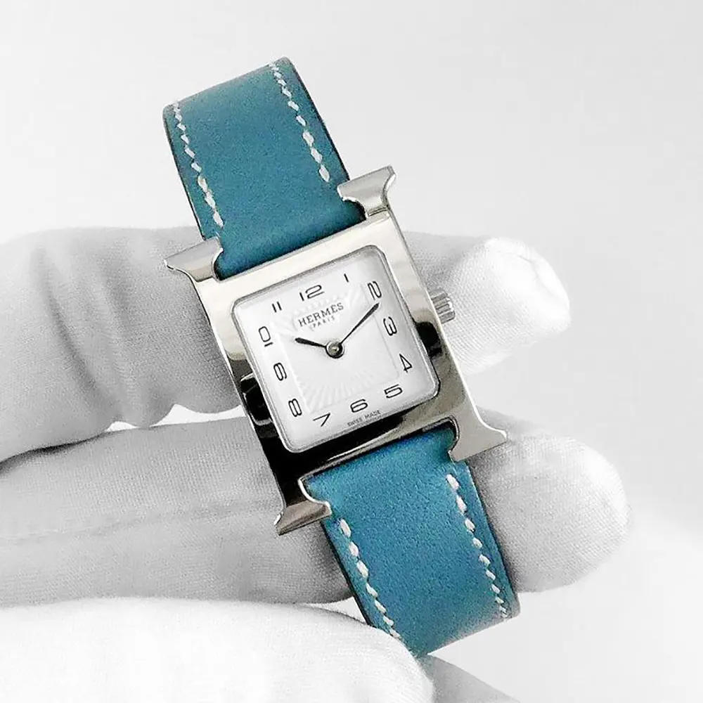Hermes Women Hermes Women Heure H Watch Small Model 25 mm-Blue (8)