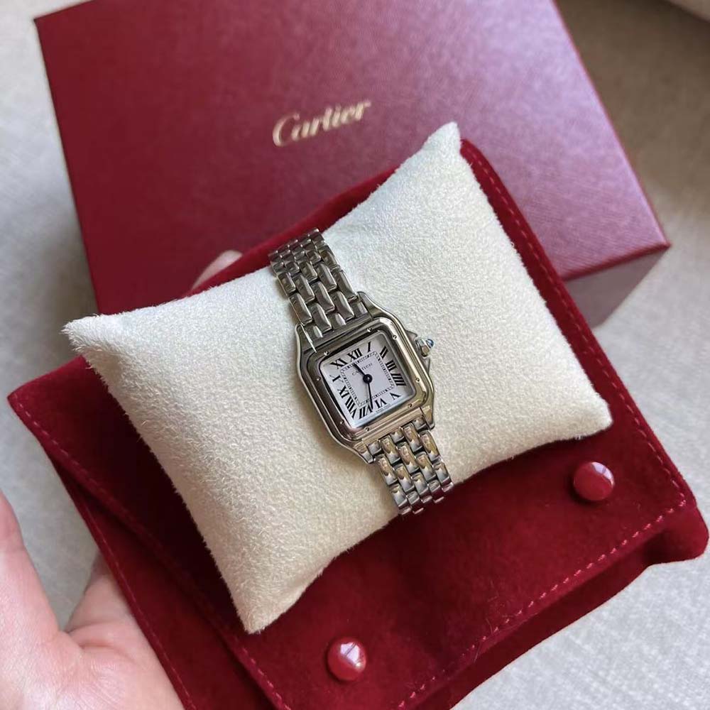 Cartier Panthere De Cartier Watch Small Model Quartz Movement in Steel-Silver (2)