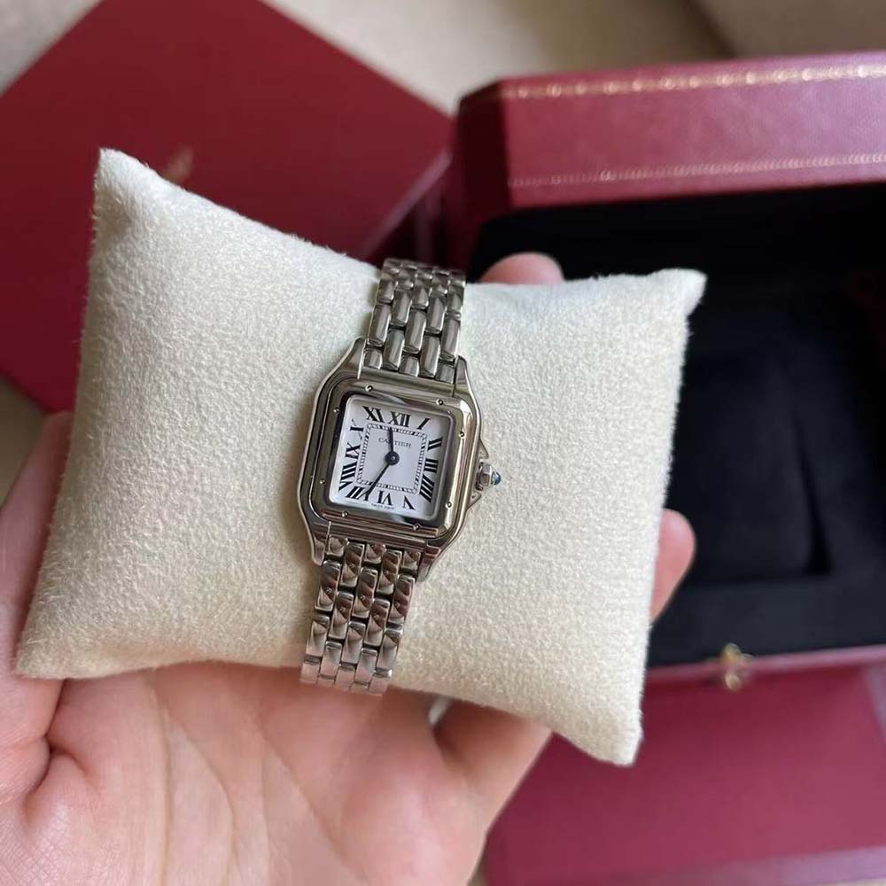 Cartier Panthere De Cartier Watch Small Model Quartz Movement in Steel-Silver (4)