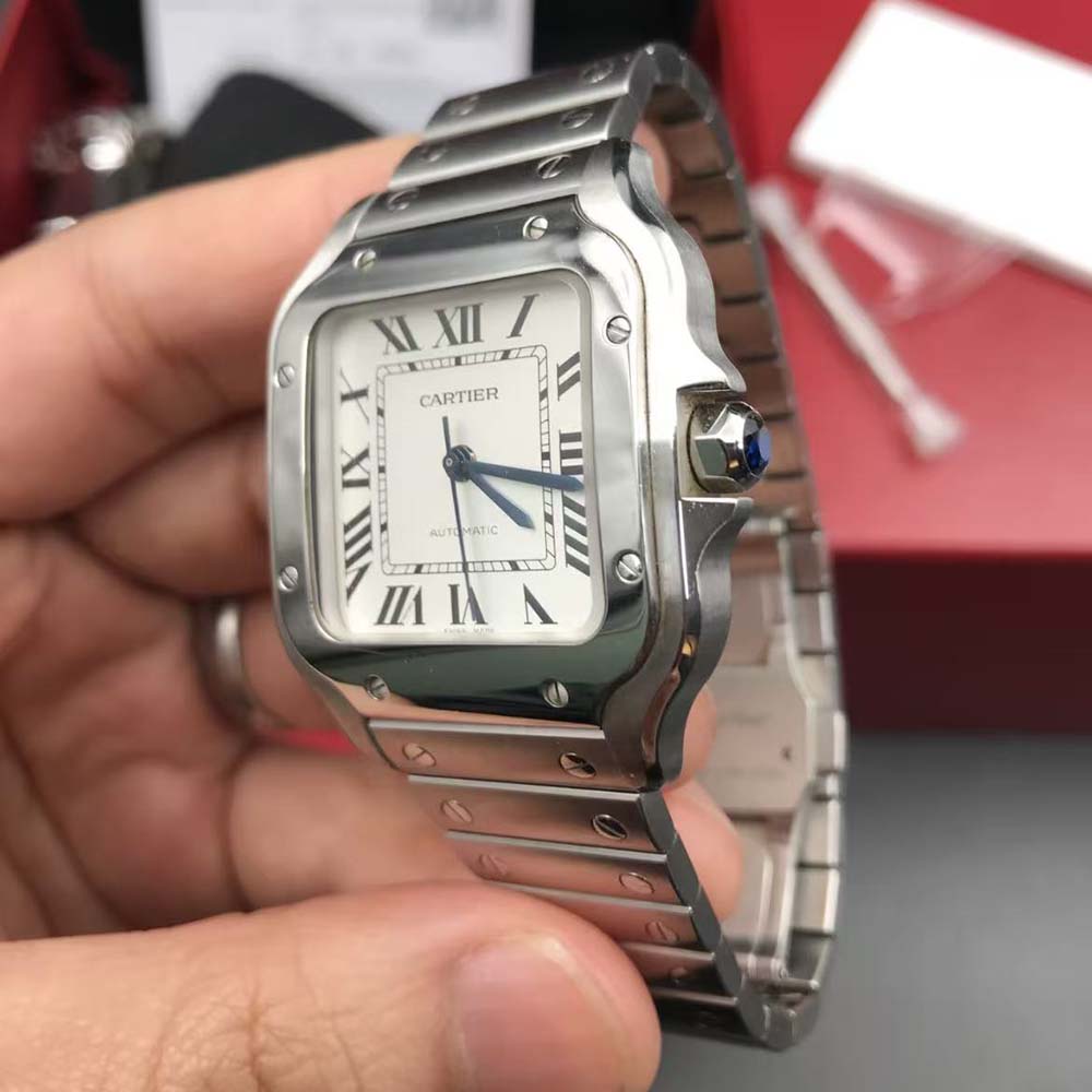 Cartier Santos De Cartier Watch Medium Model in Steel Case (4)