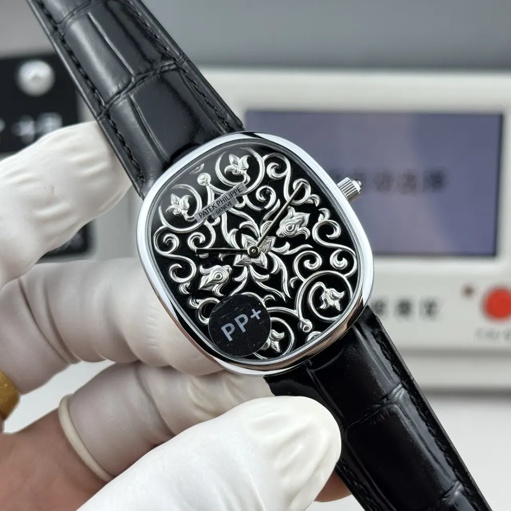 Patek Philippe Men Golden Ellipse in Hand-engraved and Black Enameled 573851G-001 (3)