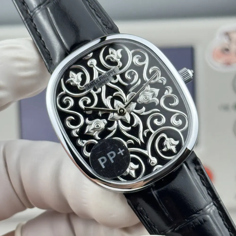 Patek Philippe Men Golden Ellipse in Hand-engraved and Black Enameled 573851G-001 (5)