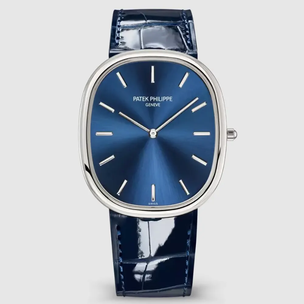 Patek Philippe Men Golden Ellipse in Sunburst Blue 5738P-001