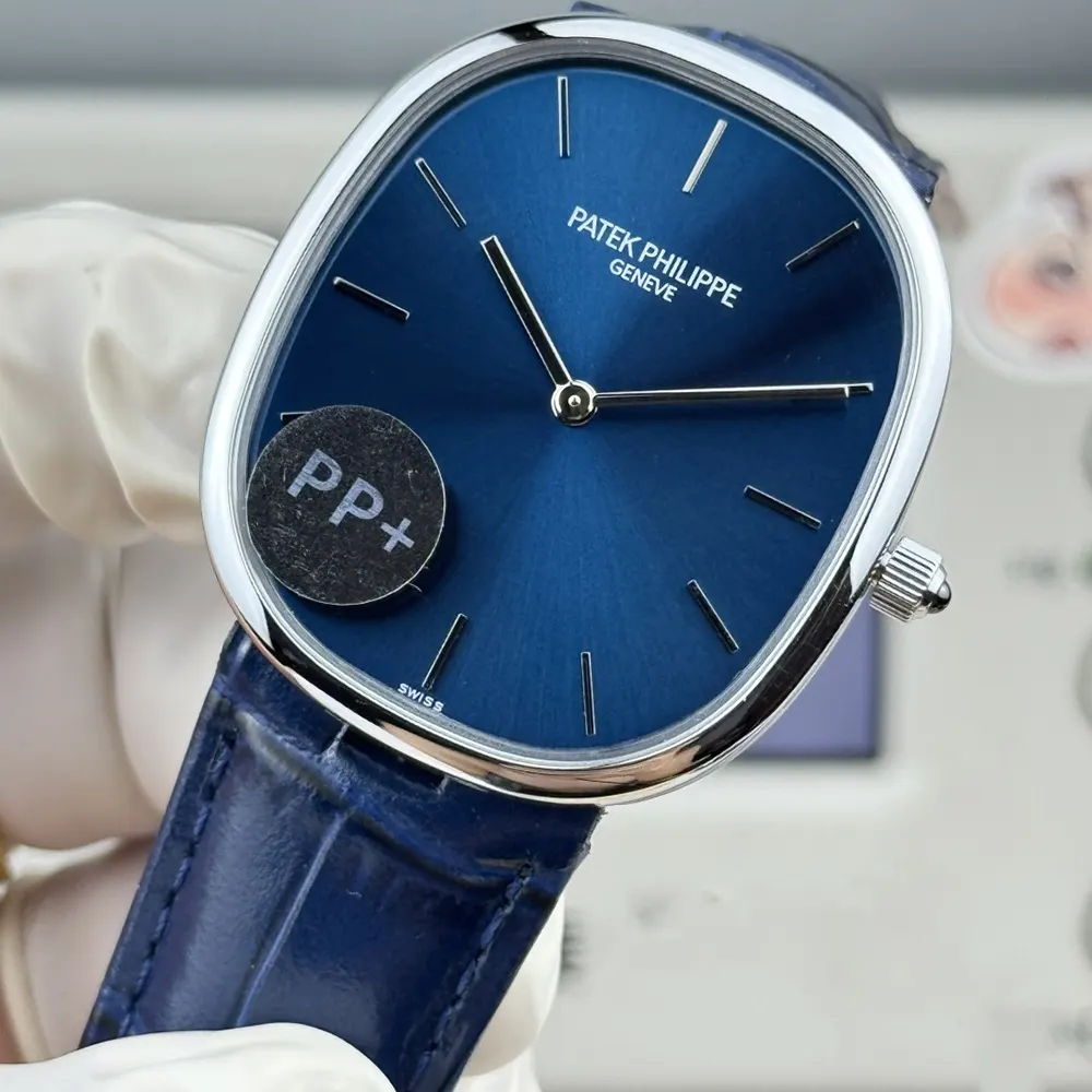 Patek Philippe Men Golden Ellipse in Sunburst Blue 5738P-001 (5)