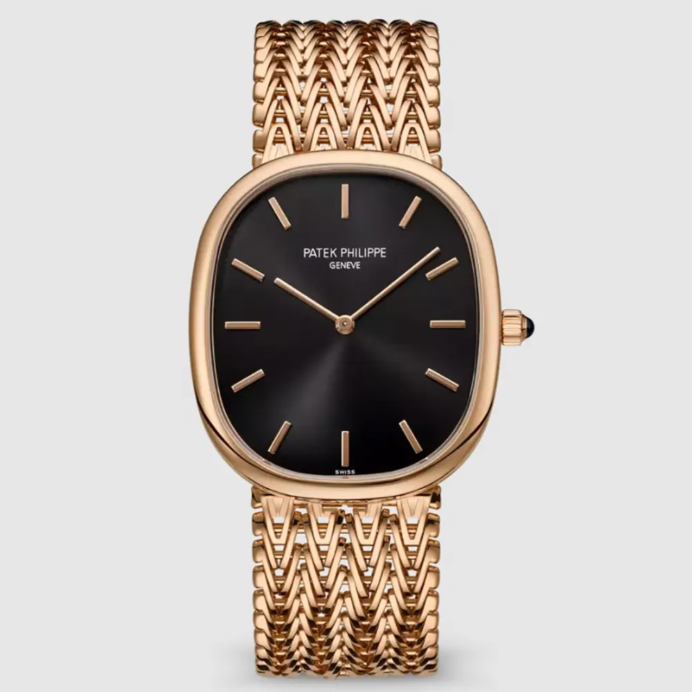 Patek Philippe Men Golden Ellipse in Sunburst Ebony Black 5738/1R-001
