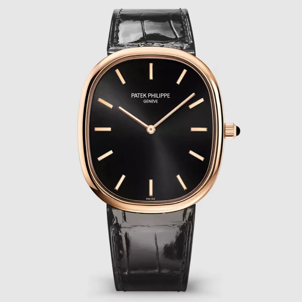 Patek Philippe Men Golden Ellipse in Sunburst Ebony Black 5738R-001