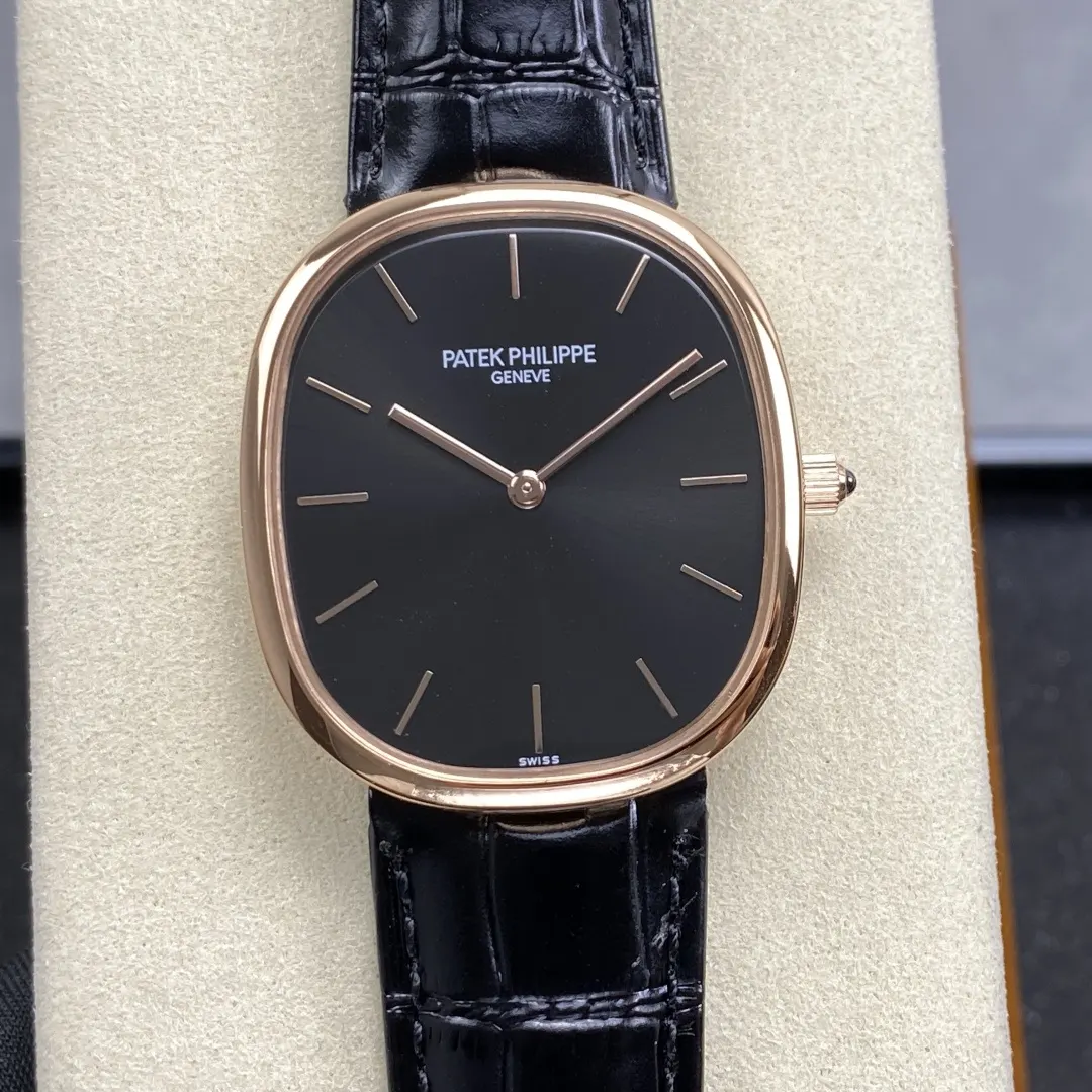 Patek Philippe Men Golden Ellipse in Sunburst Ebony Black 5738R-001 (2)