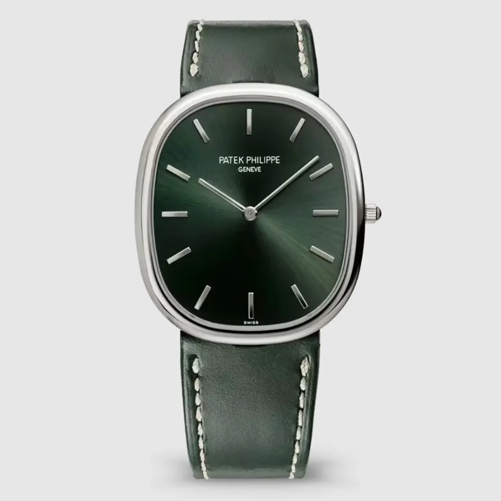 Patek Philippe Men Golden Ellipse in Sunburst Olive Green 5738G-001