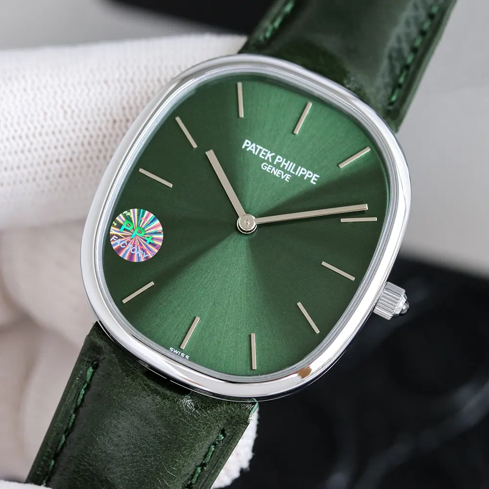 Patek Philippe Men Golden Ellipse in Sunburst Olive Green 5738G-001 (10)
