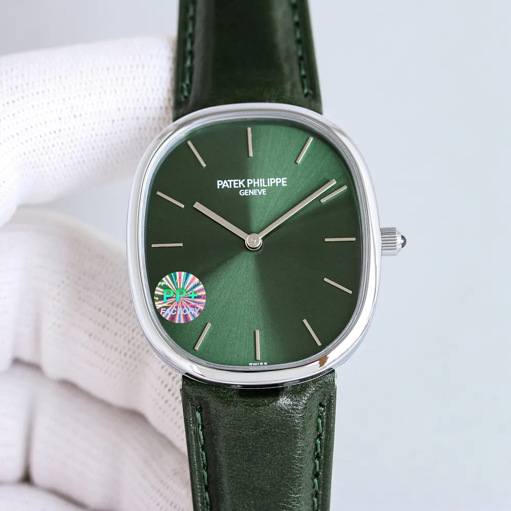 Patek Philippe Men Golden Ellipse in Sunburst Olive Green 5738G-001 (2)