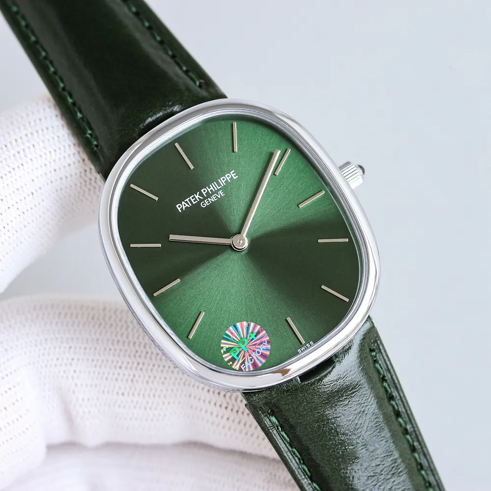 Patek Philippe Men Golden Ellipse in Sunburst Olive Green 5738G-001 (3)