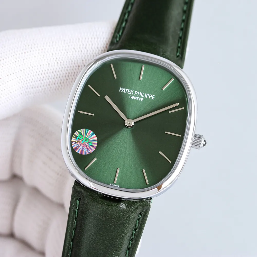 Patek Philippe Men Golden Ellipse in Sunburst Olive Green 5738G-001 (4)