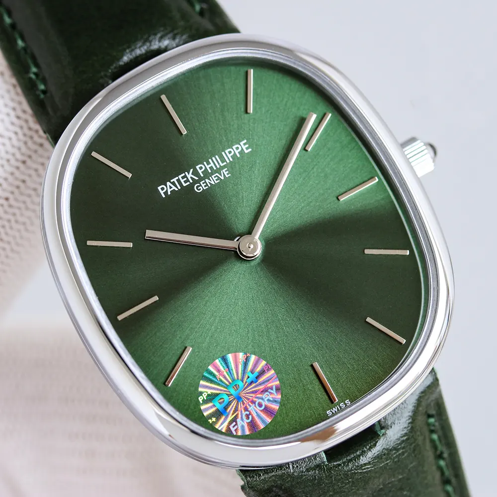 Patek Philippe Men Golden Ellipse in Sunburst Olive Green 5738G-001 (5)