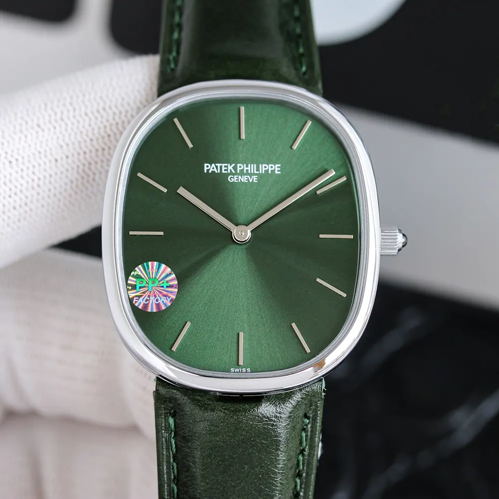 Patek Philippe Men Golden Ellipse in Sunburst Olive Green 5738G-001 (9)