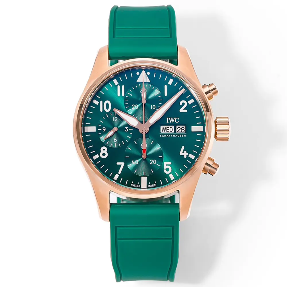 IWC Men Pilot’s Chronograph 41mm in Rose gold and Green IW388110 (2)