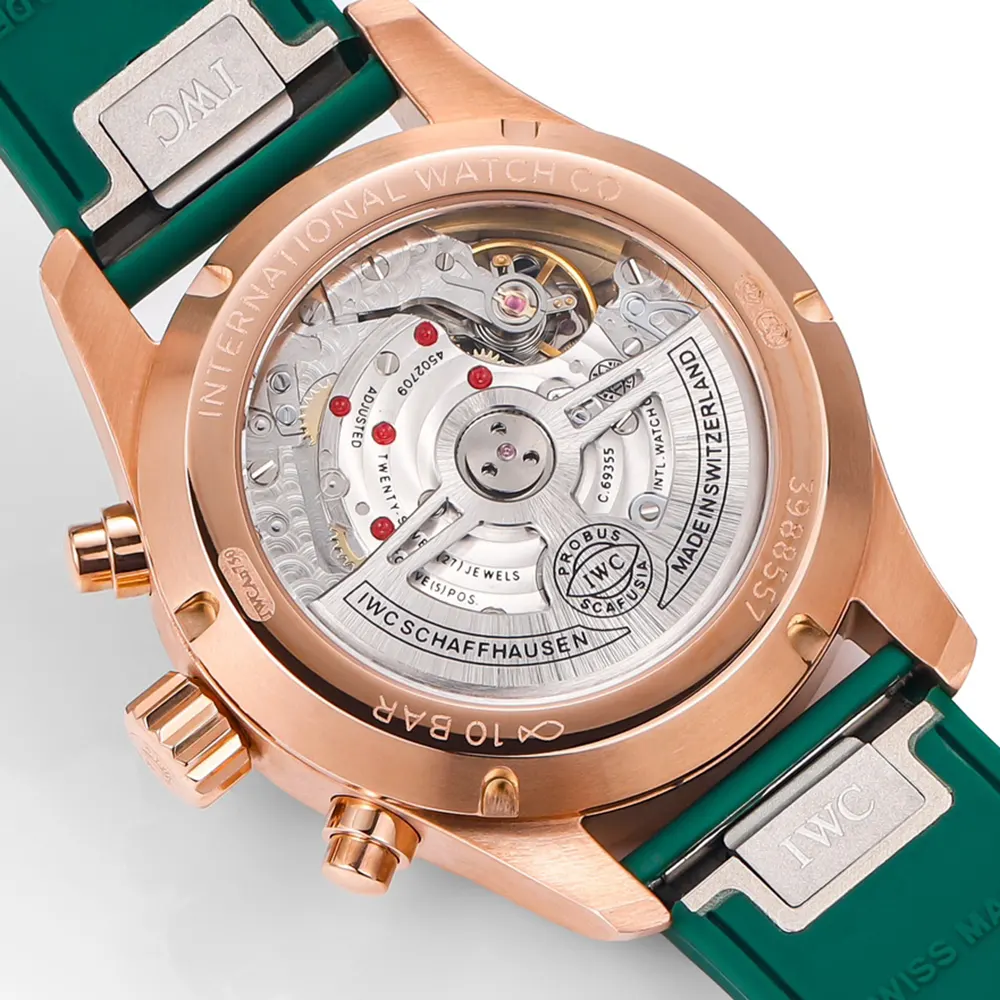 IWC Men Pilot’s Chronograph 41mm in Rose gold and Green IW388110 (9)
