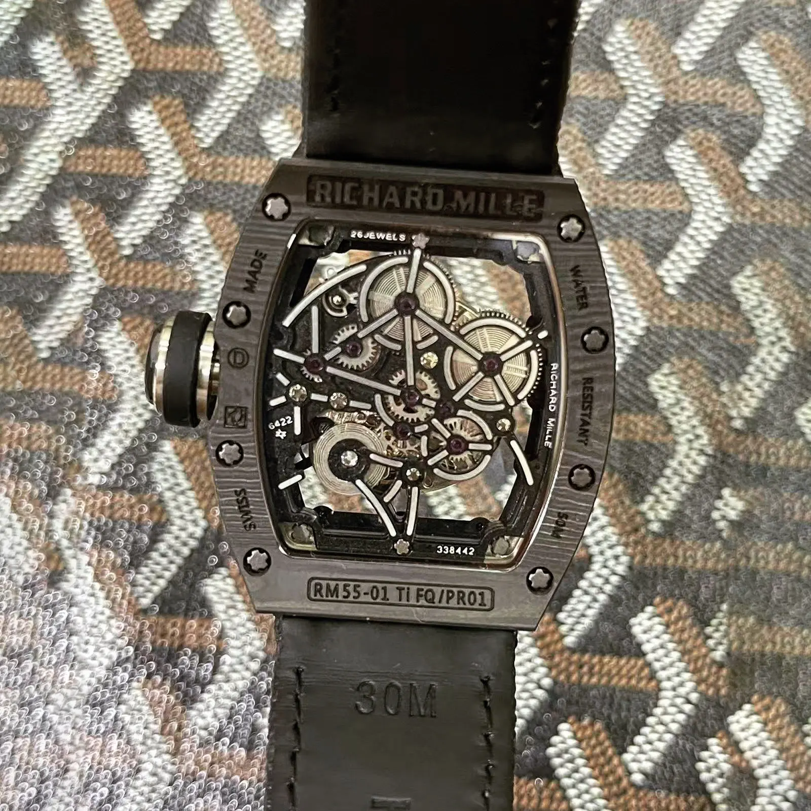 Richard Mille Men RM 55-01 39mm Watch in Black Skeleton (4)