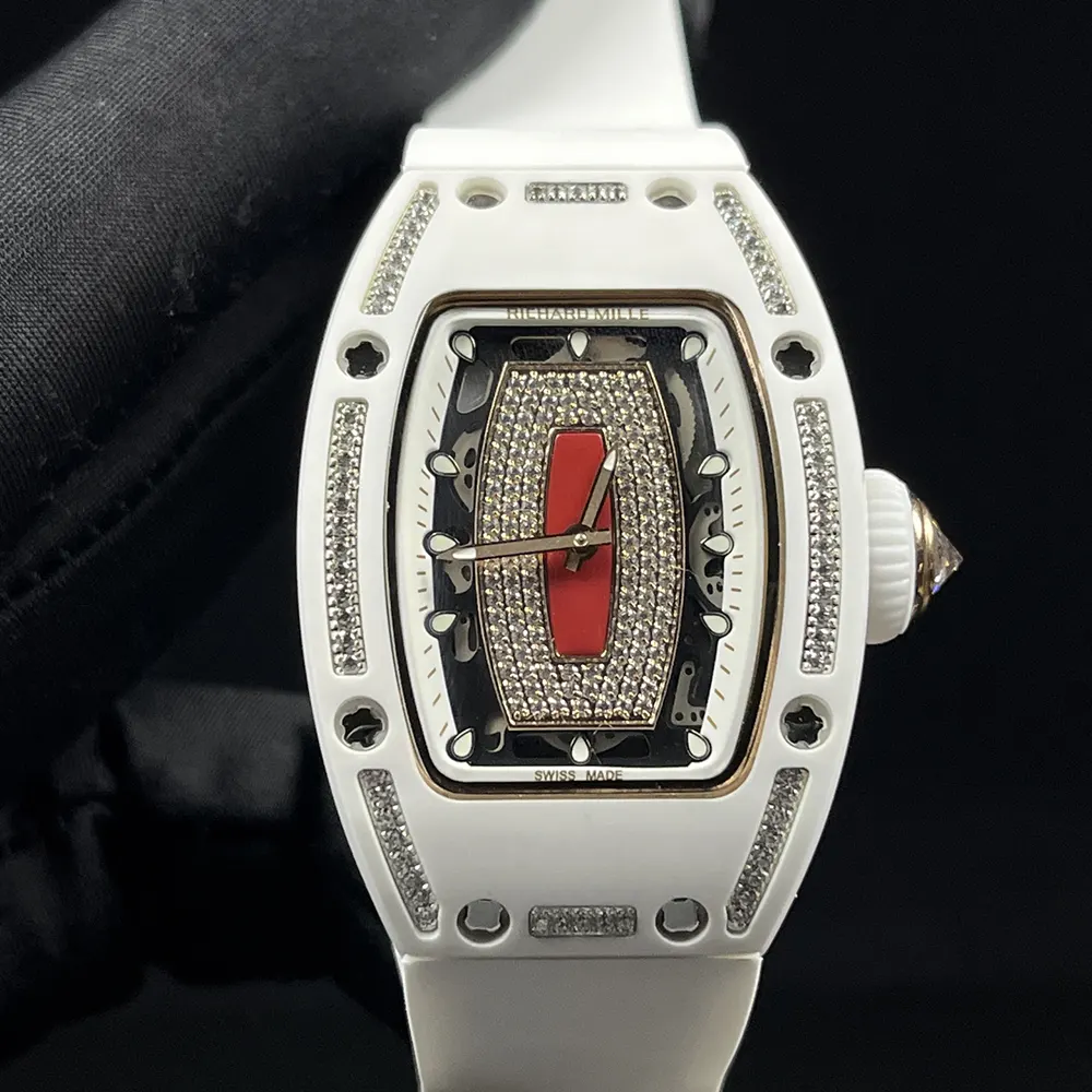 Richard Mille Women RM 07-01 31mm Watch in White Red and Diamonds (3)