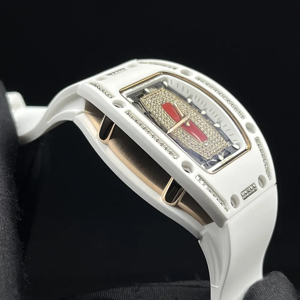 Richard Mille Women RM 07-01 31mm Watch in White Red and Diamonds (7)